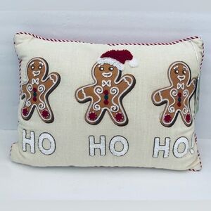 Christmas Gingerbread Men “Ho Ho Ho” Pillow 13” x 18” NWT
